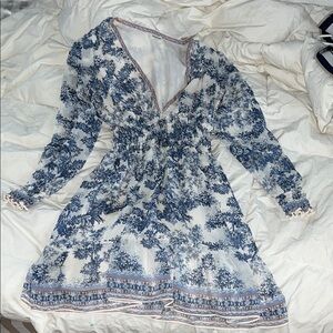 Blue and White Floral Dress